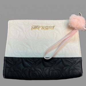 NWOT Betsy Johnson Rose Embroidered Handbag Clutch Purse with Floral Lining